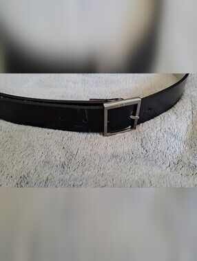 Ladies Nine West Black Genuine Leather Belt with Silver Buckle